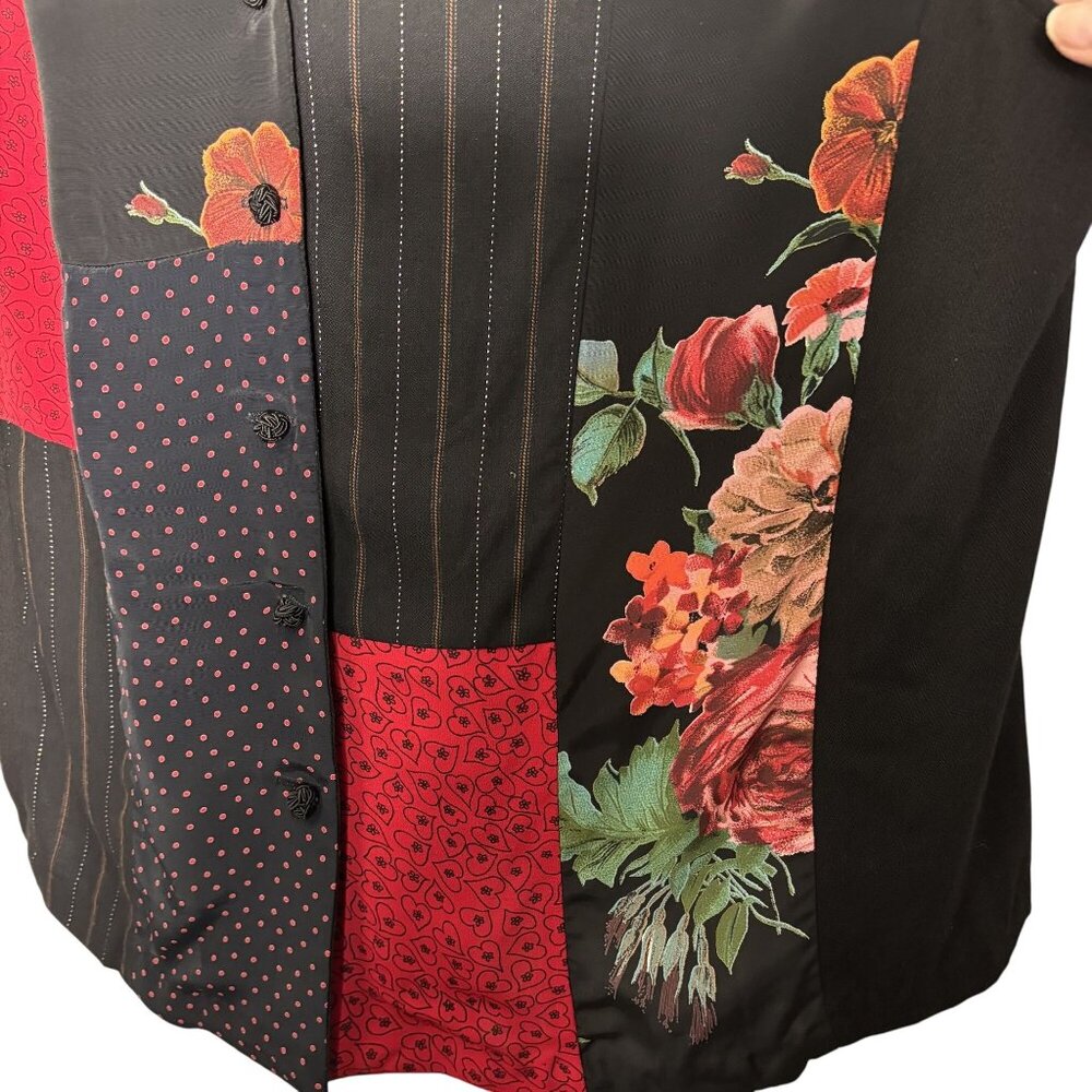 Vintage Colorblock Floral Patchwork Vest By Carole Little 14W - Picture 4 of 9